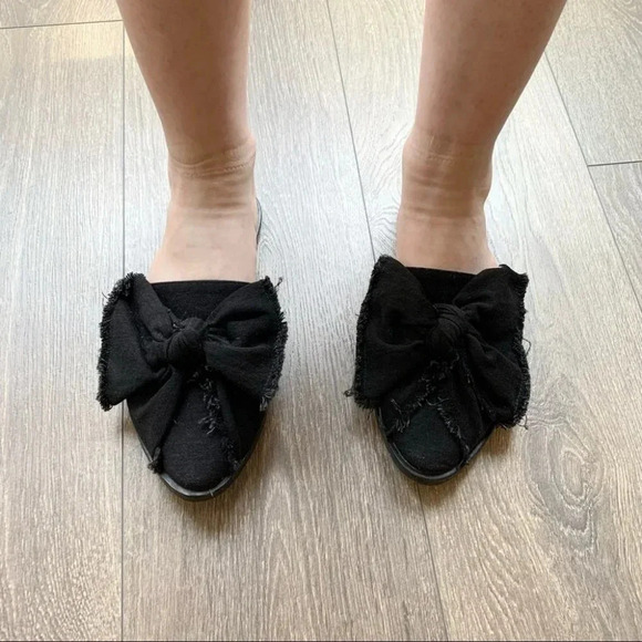 All Saints Rumour Knit Bow Mules Slides Flats Black Slip on Round toe Size 7 - Picture 3 of 14